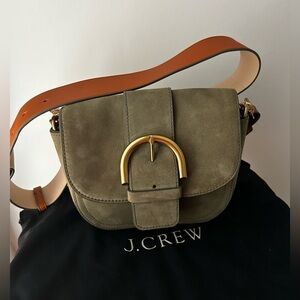 NWOT J Crew Crossbody Buckle Bag in Olive Italian Suede